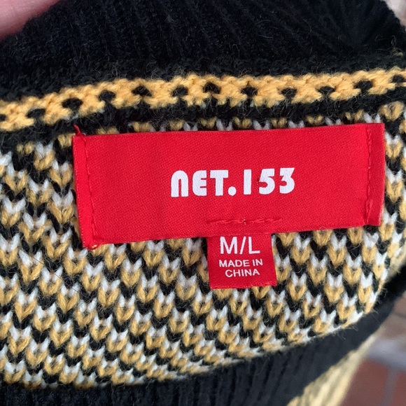 Women’s net.153 crew Sweater, Size M/L, Yellow/Black - Picture 3 of 5